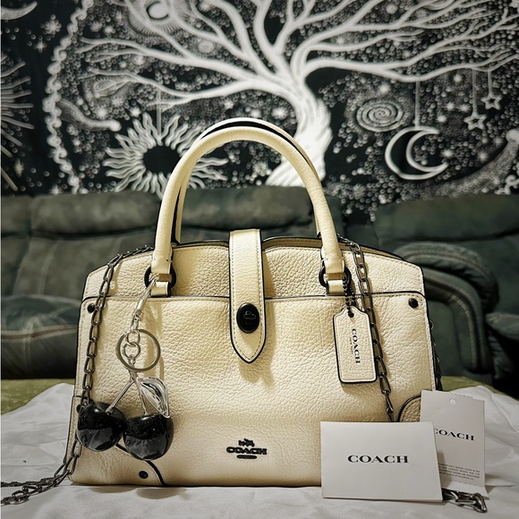 Coach soho shoulder bag  Cream Leather Handbag Crossbody purse - Picture 8 of 17